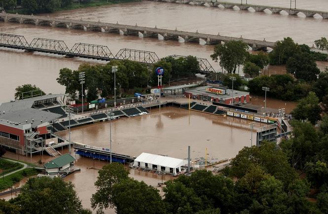 A flooded Metro Bank Park in Harrisburg, Pa. in 2011 (Photo - Harrisburg Patriot News)